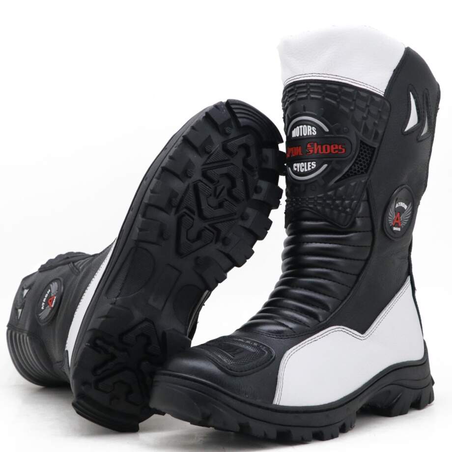 Bota Feminina Motocicl Roqueira Couro Atron